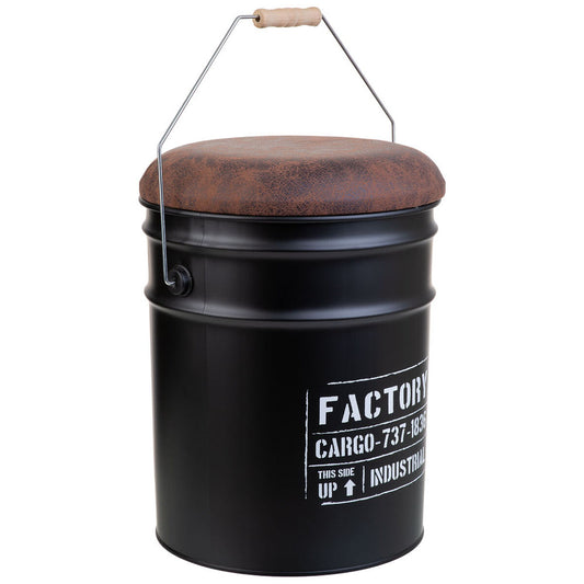 Bucket Alexandra House Living Black Hemp Metal Fir wood 35 x 31 x 40 cm With lid With handle Alexandra House Living