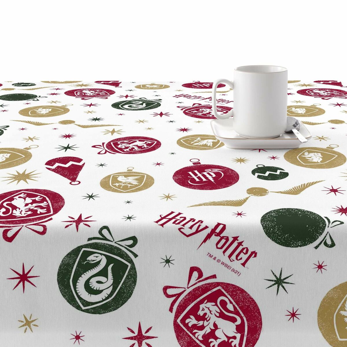 Stain-proof resined tablecloth Harry Potter Christmas Multicolour 300 x 150 cm