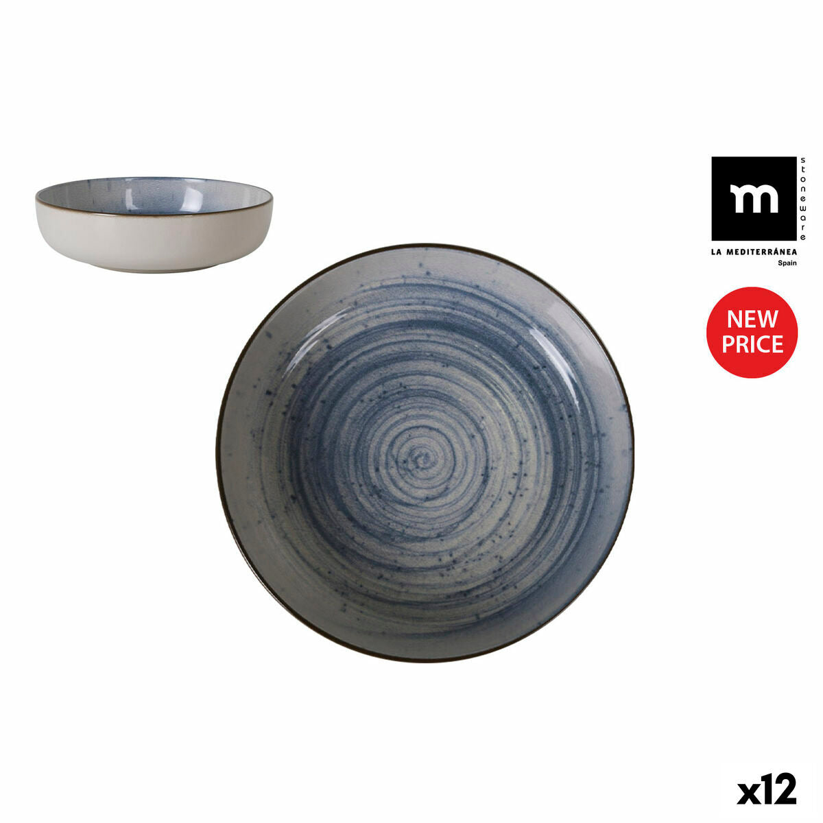 Deep Plate La Mediterránea Swirl Ø 18 cm (12 Units) La Mediterránea