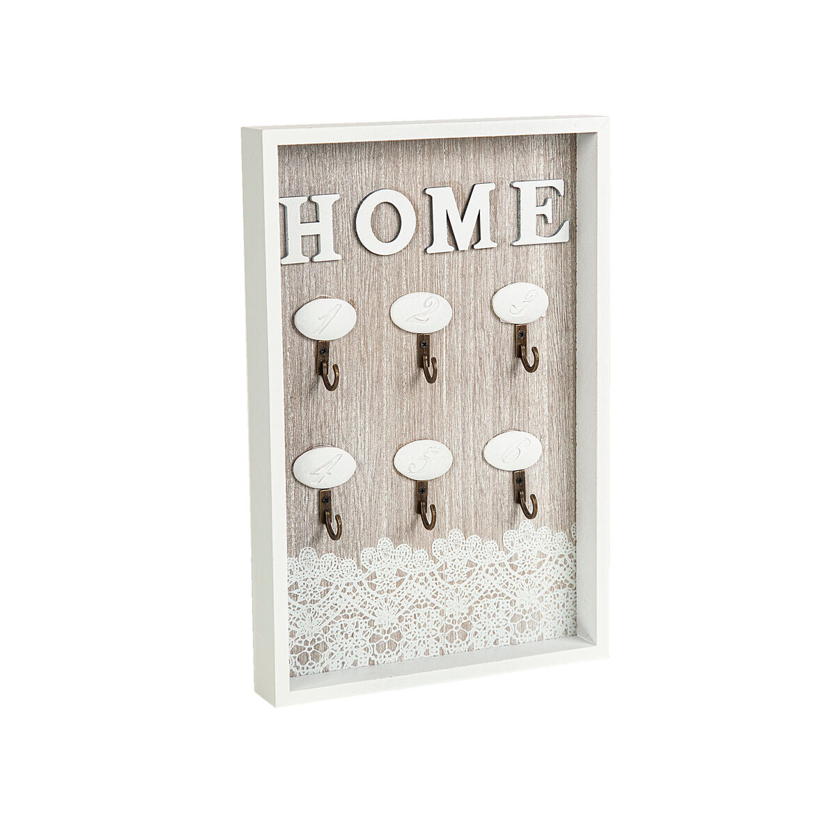 Key rack Romimex White Natural MDF Wood 20 x 30 x 3 cm Romimex