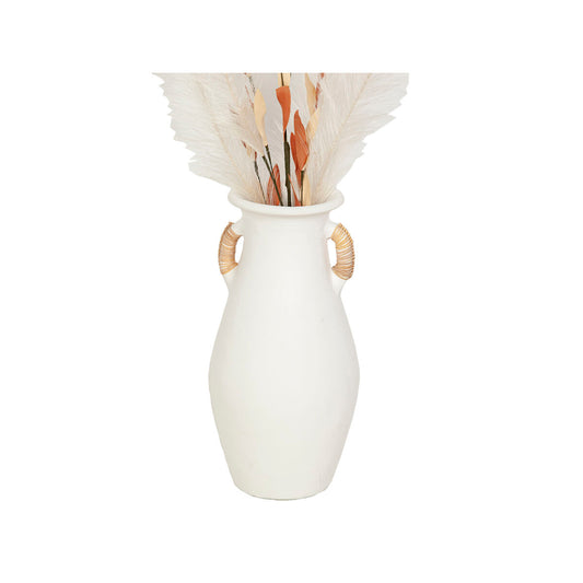 Vase Romimex White Rattan Terracotta 20 x 40 x 20 cm With handles Romimex