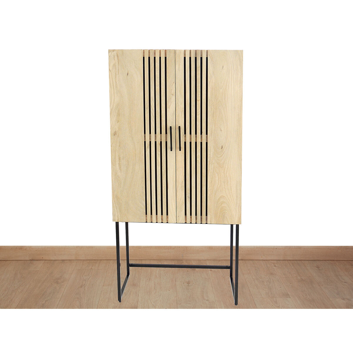 Cupboard Romimex Natural Metal Mango wood 80 x 161 x 43 cm