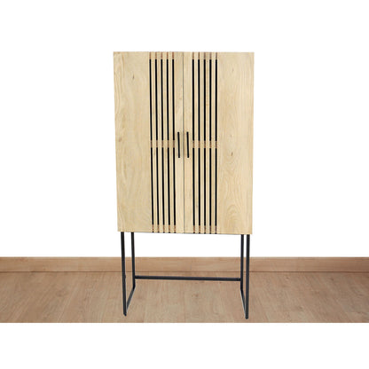 Cupboard Romimex Natural Metal Mango wood 80 x 161 x 43 cm