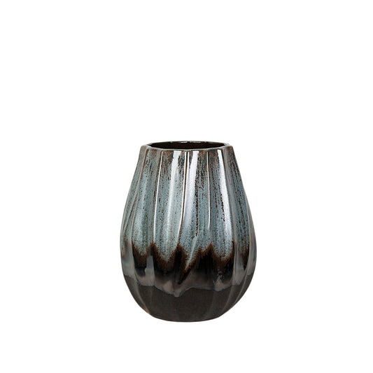 Vase Romimex Blue Black Ceramic 17 x 21 x 17 cm Romimex