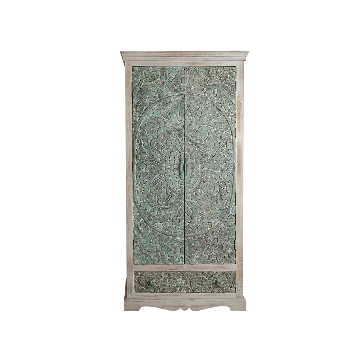 Cupboard Romimex Green Natural Mango wood 40 x 180 x 85 cm