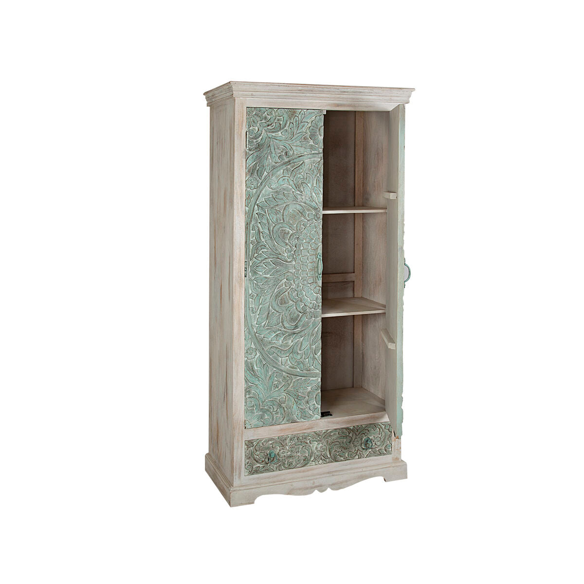 Cupboard Romimex Green Natural Mango wood 40 x 180 x 85 cm