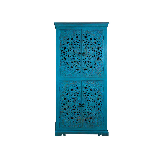 Cupboard Romimex Blue Mango wood 85 x 180 x 40 cm