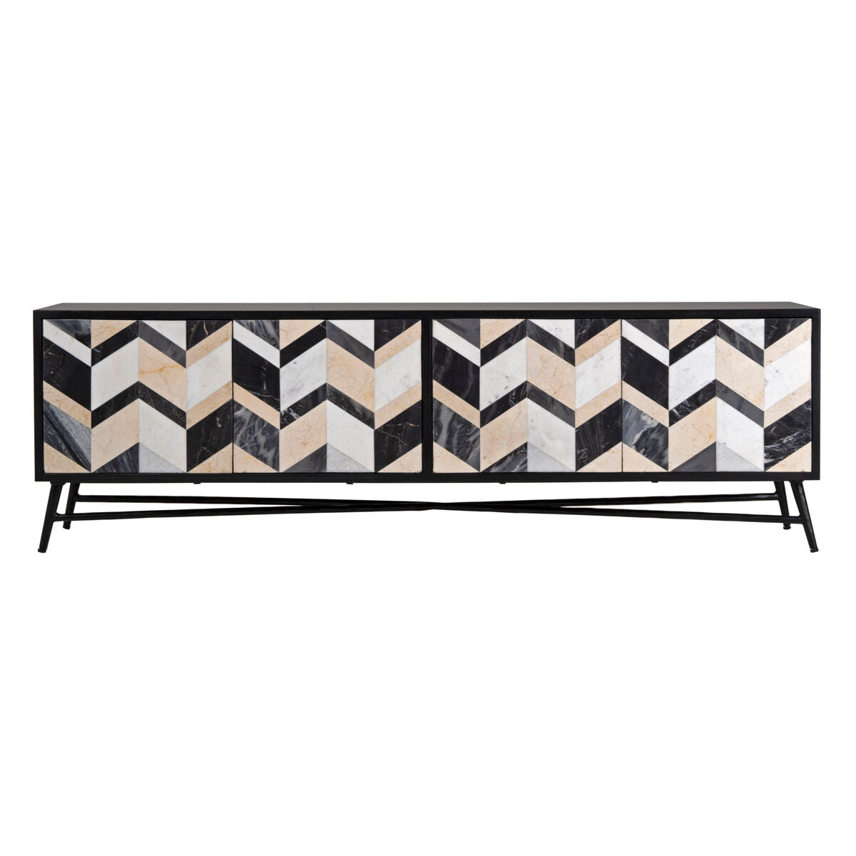 TV furniture Romimex Brown Black Golden 40 x 50 x 160 cm