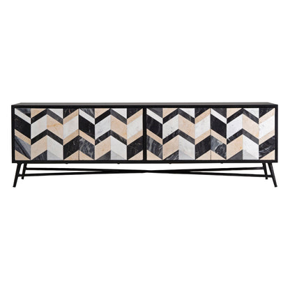 TV furniture Romimex Brown Black Golden 40 x 50 x 160 cm