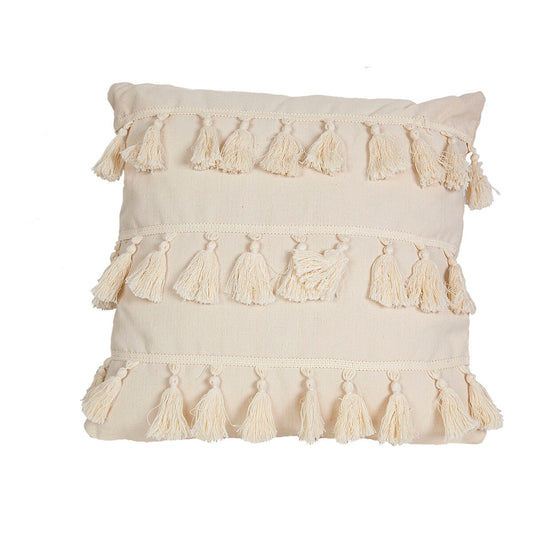 Cushion Romimex White Tassels 45 x 10 x 45 cm Romimex