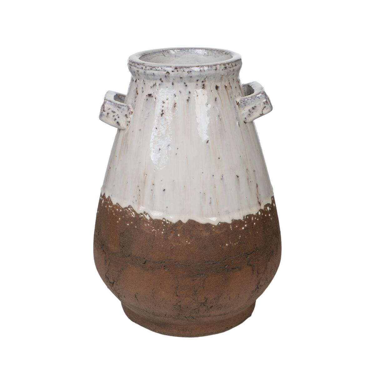 Vase Romimex White Terracotta Rustic 21 x 30 x 21 cm With handles Romimex