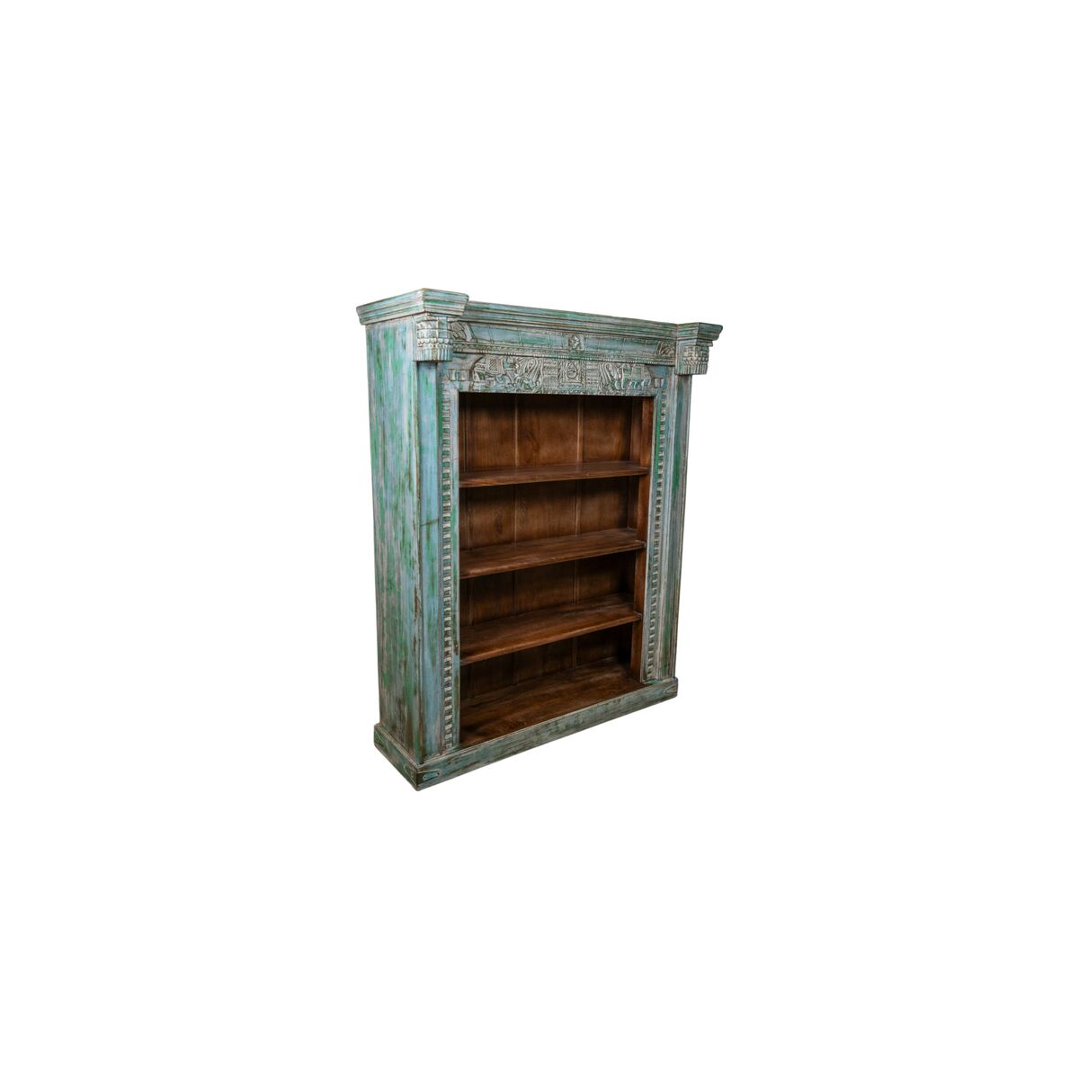 Bookshop Romimex Brown Turquoise Mango wood 148 x 180 x 52 cm