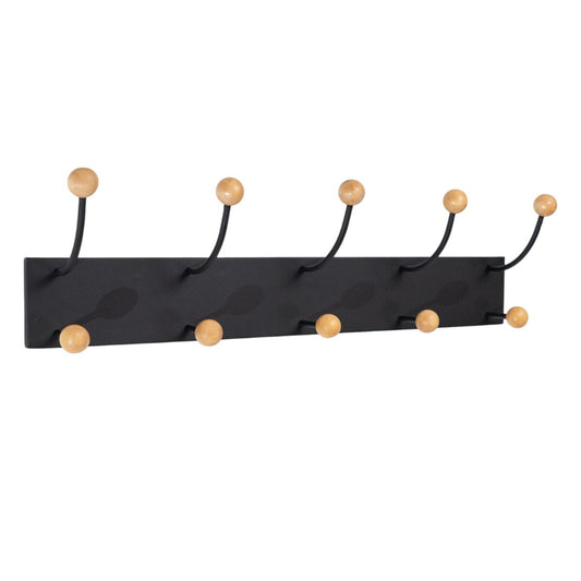 Wall mounted coat hanger Romimex Black Metal Pine 66 x 19 x 13 cm Romimex