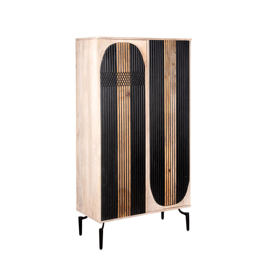 Cupboard Romimex Black Natural Mango wood 45 x 170 x 90 cm