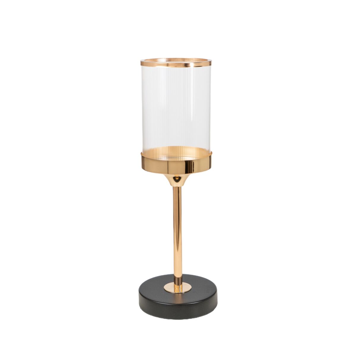 Candleholder Romimex Golden Metal Glass 10 x 37 x 10 cm