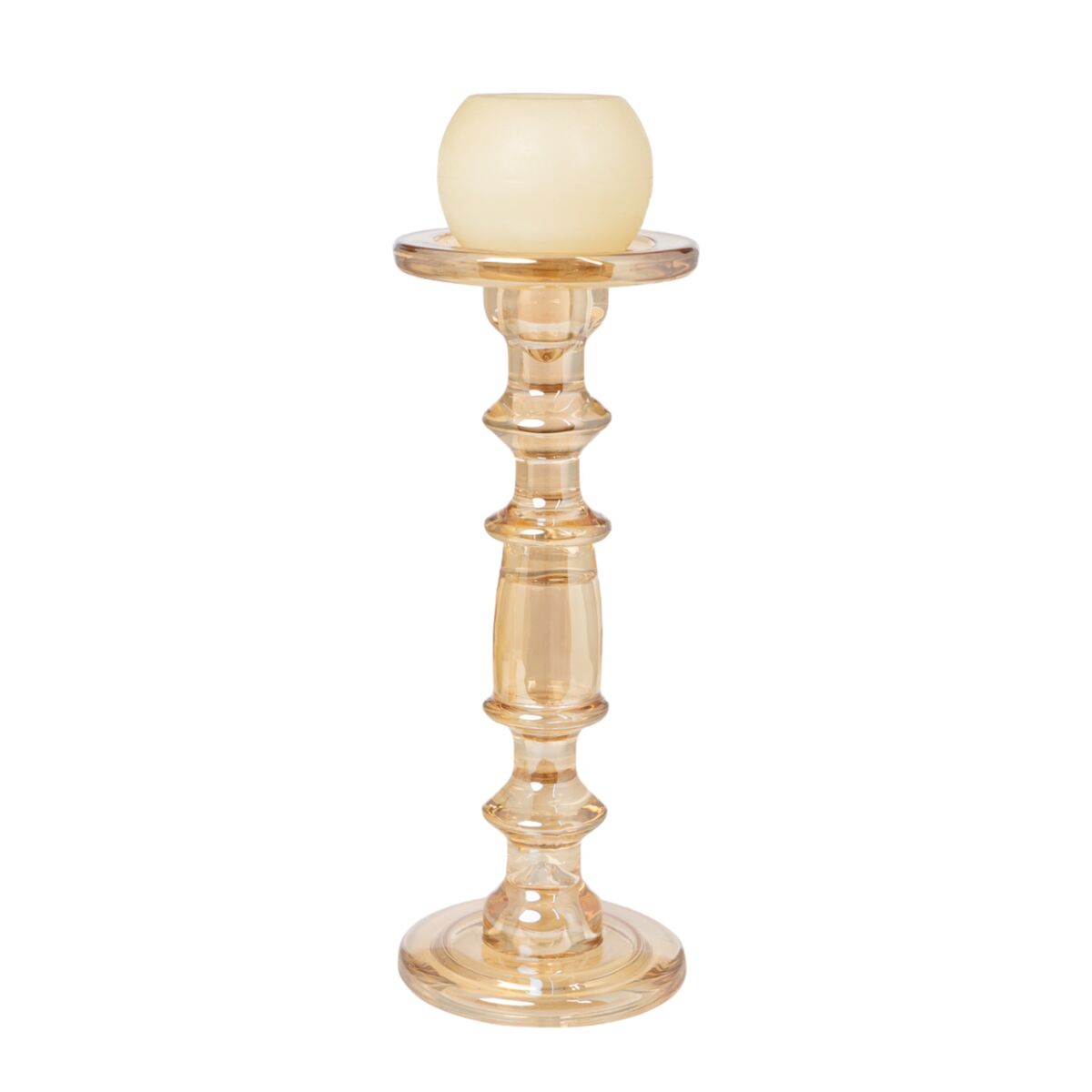 Candleholder Romimex Golden Glass 13 x 35 x 13 cm