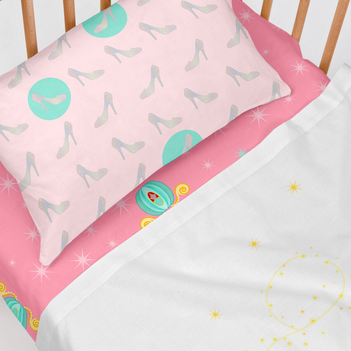 Fitted sheet HappyFriday MR FOX Multicolour Pink 70 x 140 x 14 cm HappyFriday