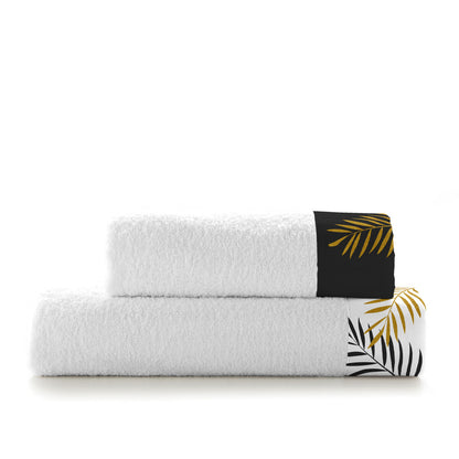 Towel set HappyFriday Blanc Foliage Multicolour 2 Pieces