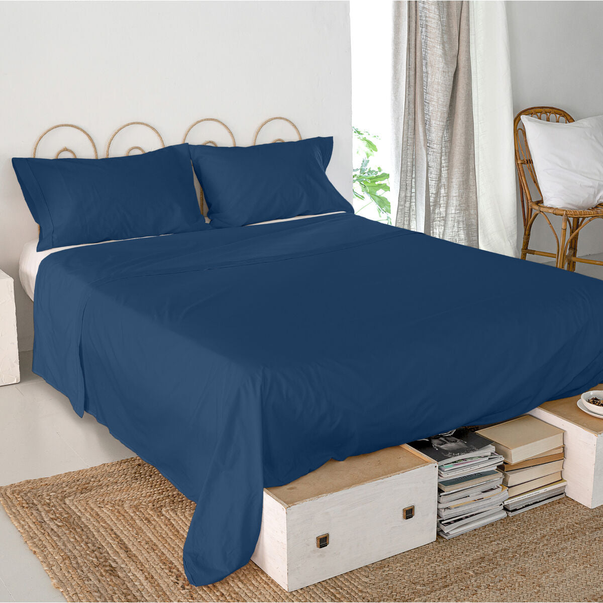 Top sheet HappyFriday Basic Navy Blue 210 x 270 cm