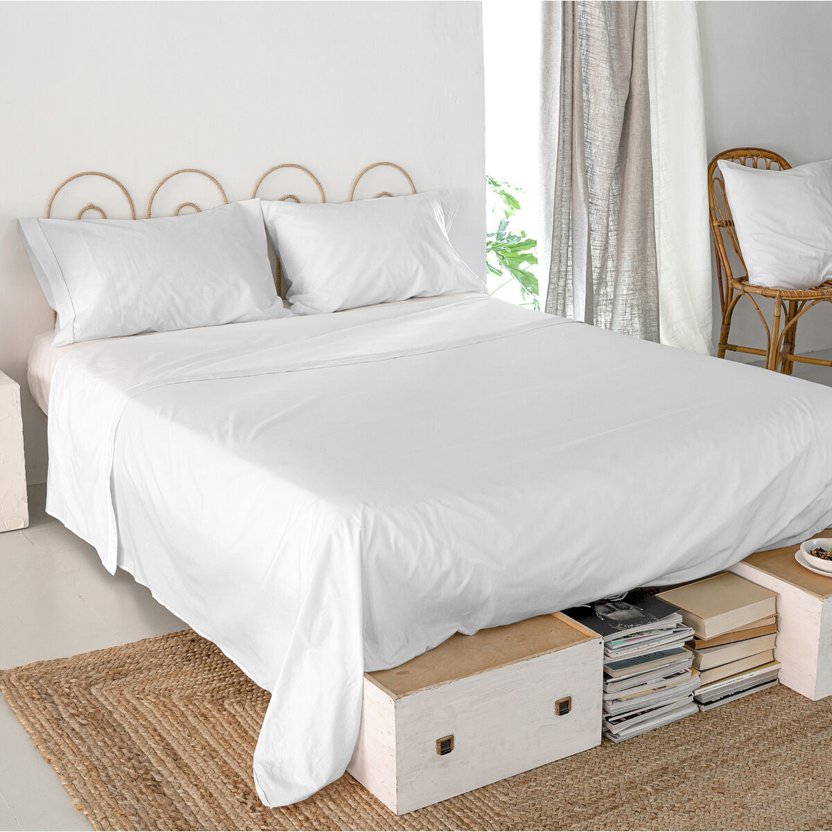 Top sheet HappyFriday Basic White 240 x 270 cm