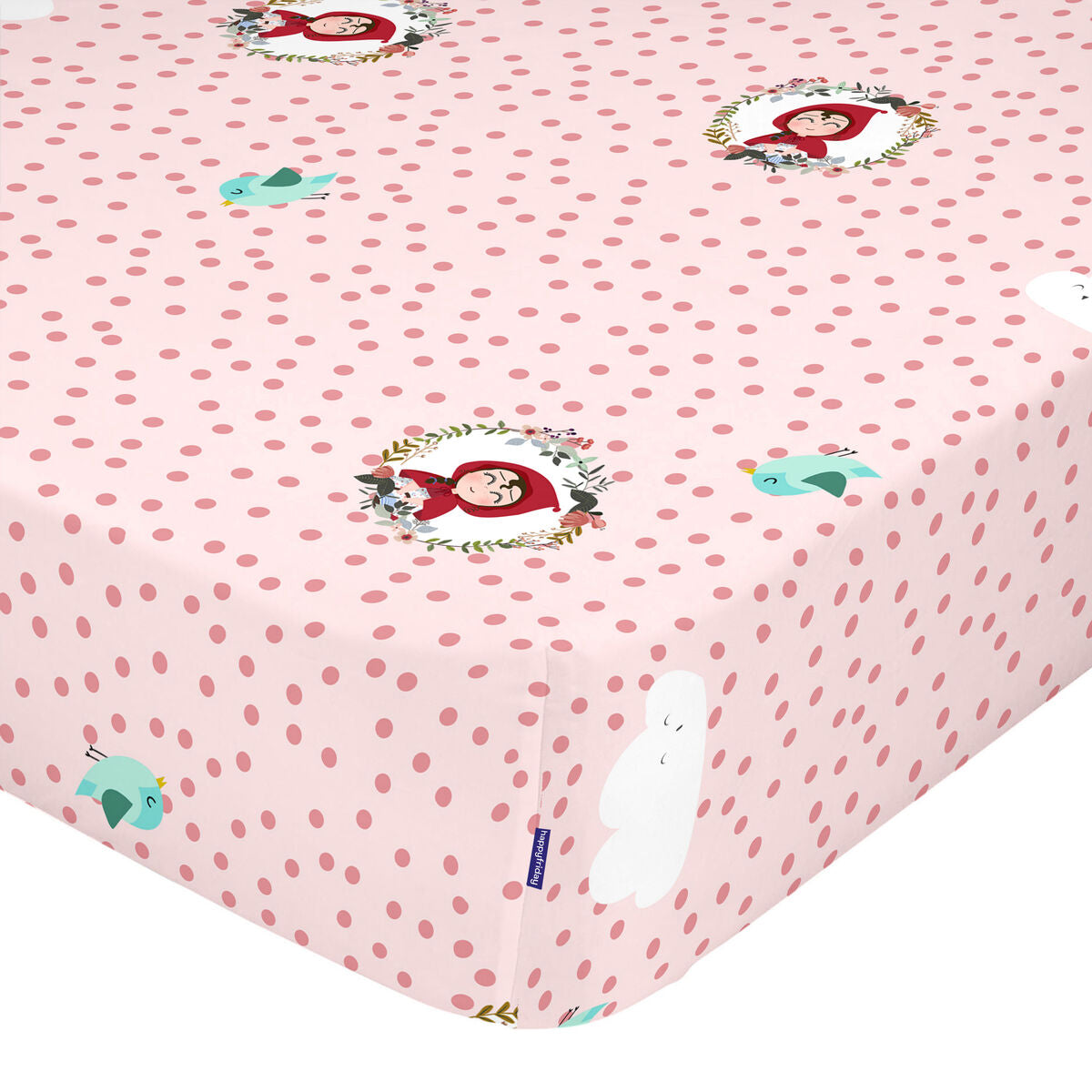 Fitted sheet HappyFriday MR FOX Multicolour Pink 60 x 120 x 14 cm HappyFriday