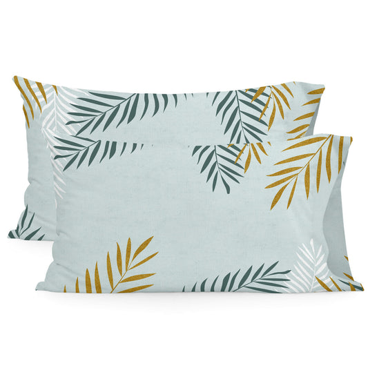 Pillowcase HappyFriday Blanc Foliage Mint Multicolour 50 x 75 cm (2 Units)