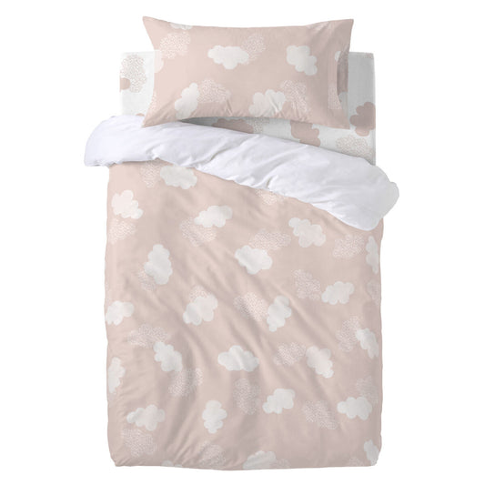 Duvet cover set HappyFriday Basic Kids Pink Baby Crib 2 Pieces