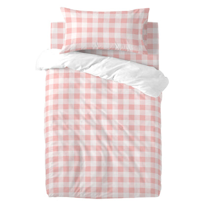 Duvet cover set HappyFriday Basic Kids Pink Baby Crib Gingham 2 Pieces HappyFriday