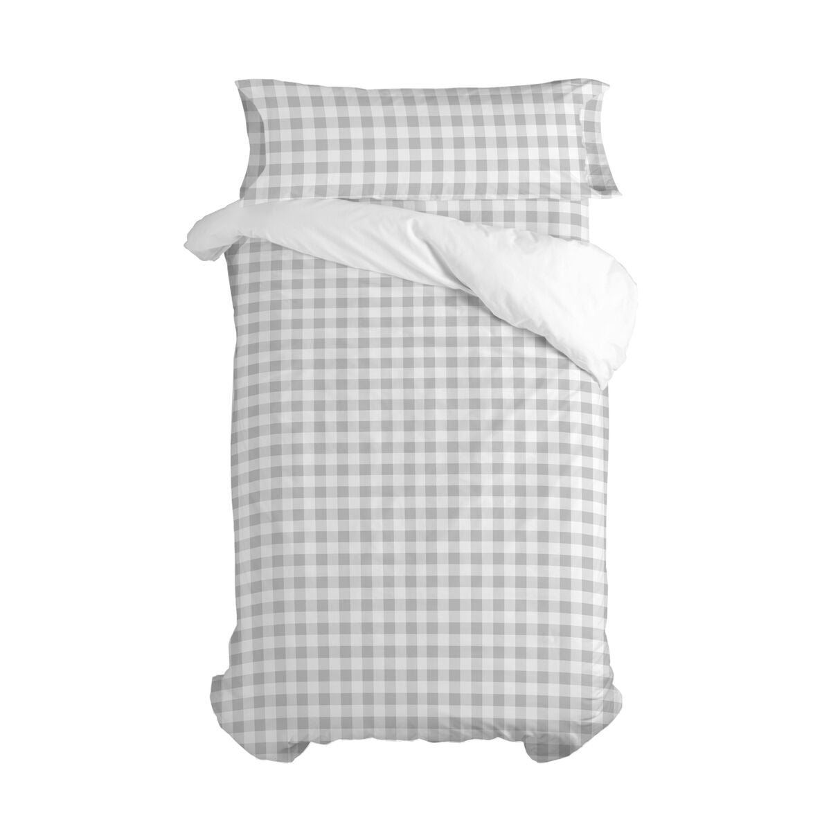 Duvet cover set HappyFriday Basic Kids Grey Single Gingham 2 Pieces HappyFriday