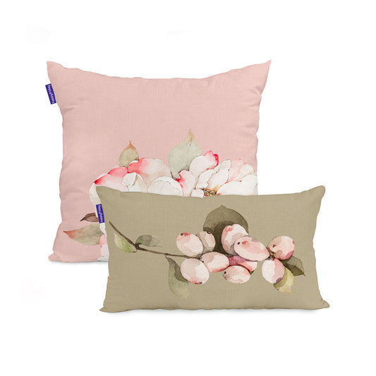 Set of cushion covers HappyFriday White peonies Multicolour 2 Pieces HappyFriday