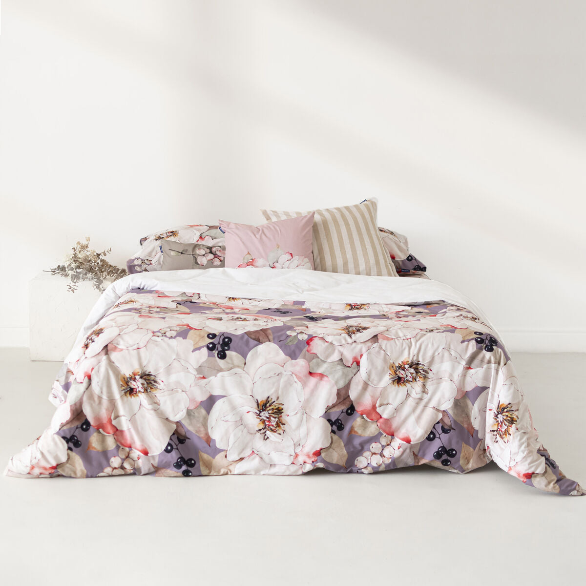 Nordic cover HappyFriday White Peonies Multicolour 200 x 200 cm