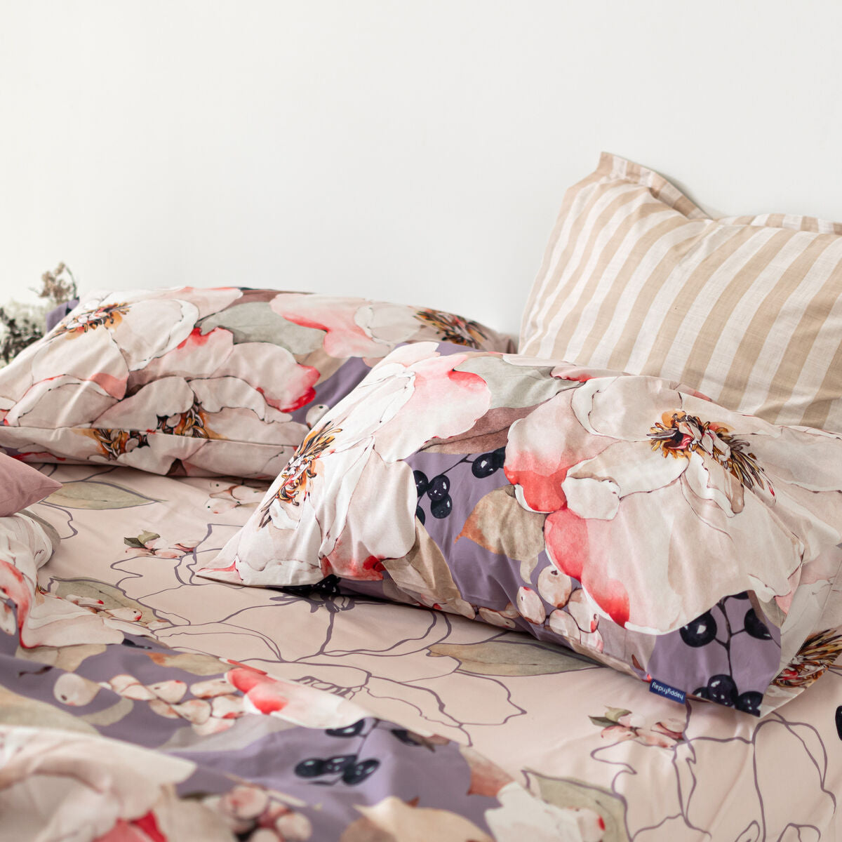 Nordic cover HappyFriday White Peonies Multicolour 200 x 200 cm