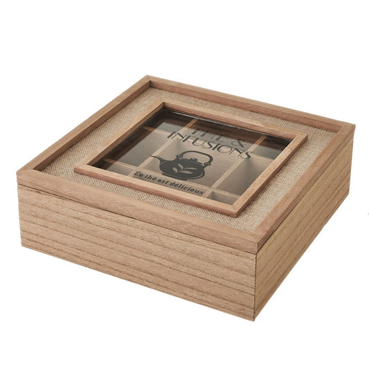 Box for Infusions Natural Crystal Pinewood MDF Wood 24 x 24 x 8 cm BigBuy Home