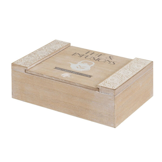 Box for Infusions White Natural MDF Wood 24 x 16 x 7,5 cm BigBuy Home