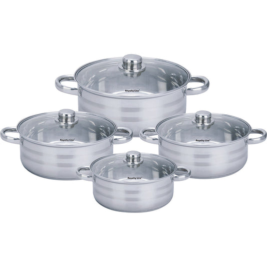 Pot with Glass Lid Royalty Line SP8 Steel 8 Pieces Royalty Line