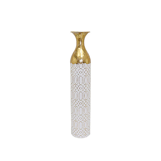 Floor vase Alexandra House Living White Golden Metal 15 x 78 x 15 cm