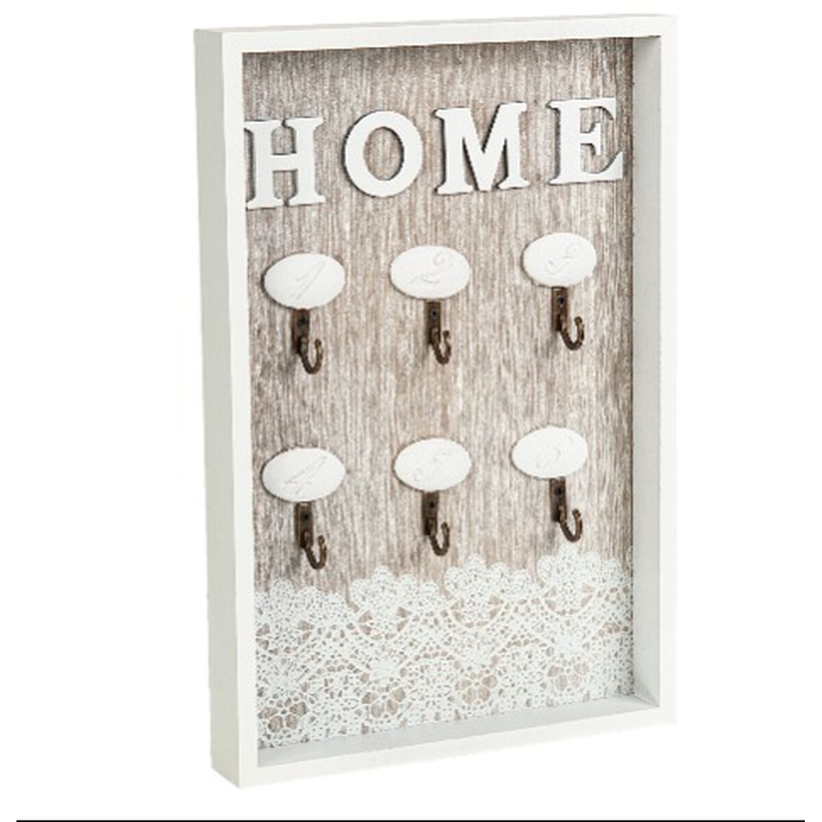 Key rack Romimex White Natural MDF Wood 20 x 30 x 3 cm Romimex