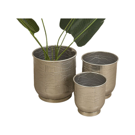 Set of Planters Romimex Silver Metal (3 Pieces)