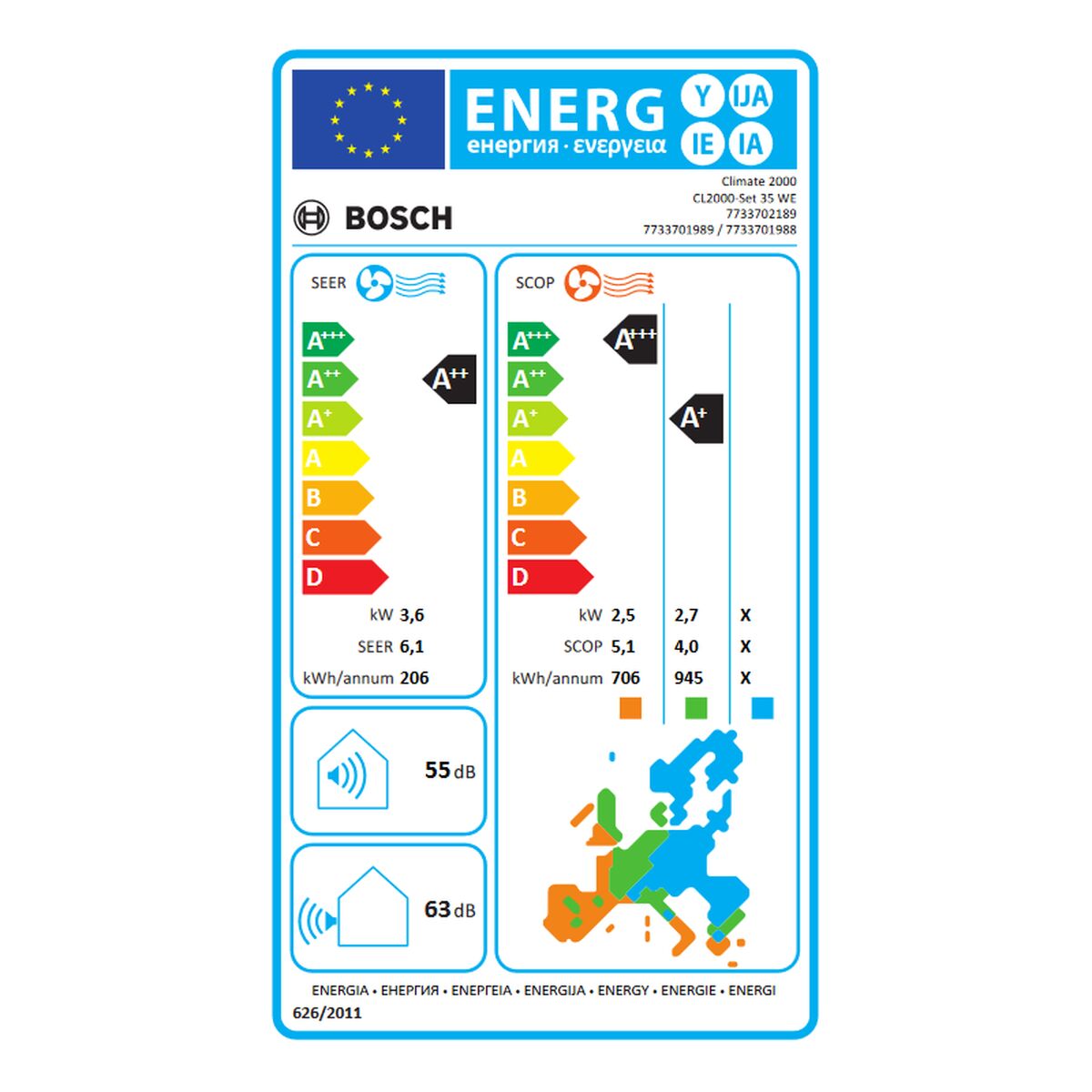 Air Conditioning BOSCH White A+ A++ A+/A++ 3770 w