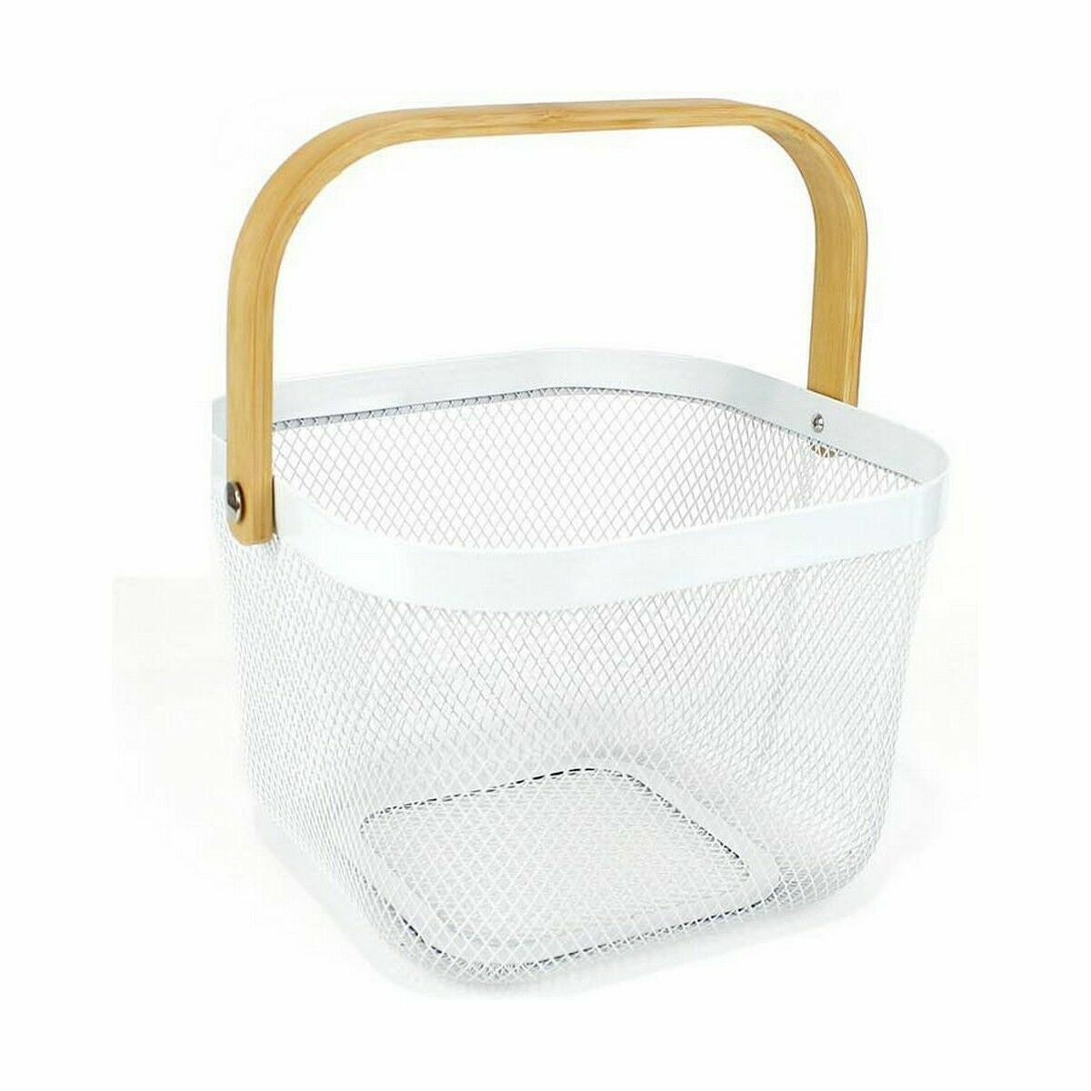 Multi-purpose basket Confortime Metal Wood 25 x 26 x 18 cm (6 Units)