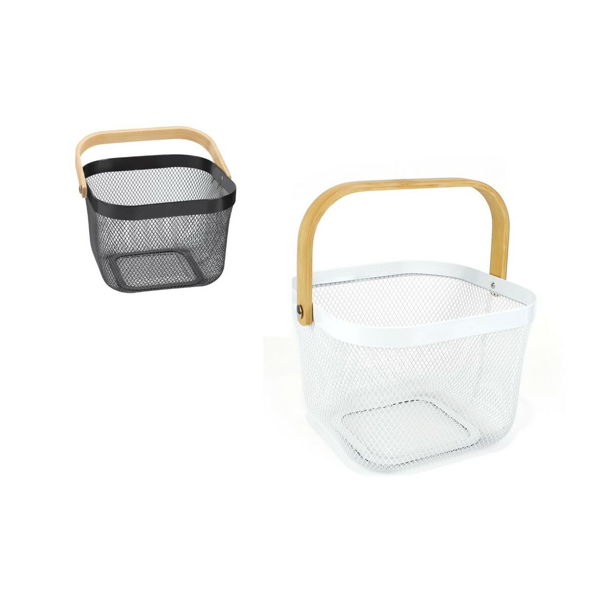 Multi-purpose basket Confortime Metal Wood 25 x 26 x 18 cm (6 Units)