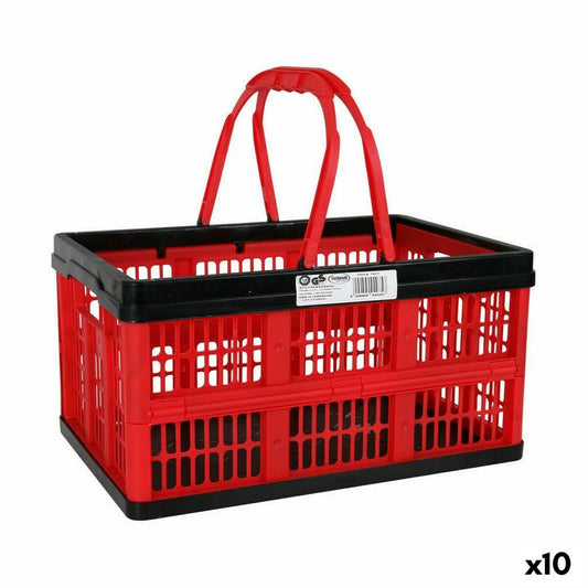 Folding Box with Handles Tontarelli Voilà 16 L Red 39 x 25,5 x 21 cm (10 Units)