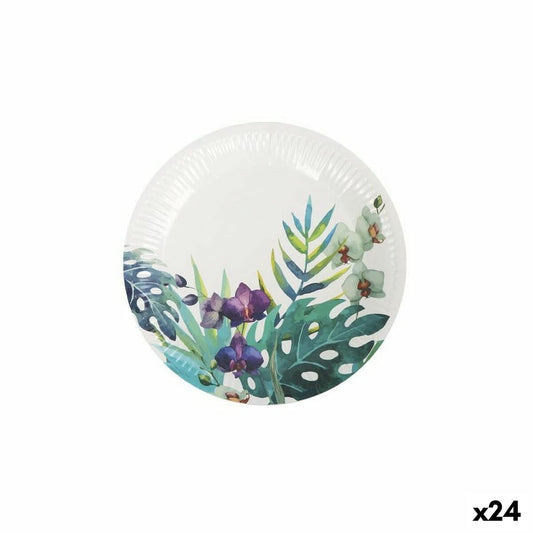 Lautasetti Algon Kertakäyttöinen pahvi Tropical 12 kpl 18 cm (24 yksikköä)