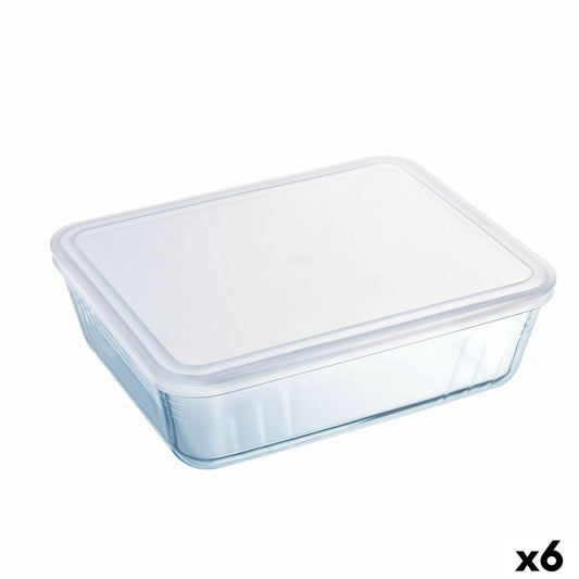 Suorakaiteen muotoinen lounaslaatikko kannella Pyrex Cook &amp; Freeze 22,5 x 17,5 x 6,5 cm 1,5 L läpinäkyvä silikonilasi (6 kpl)