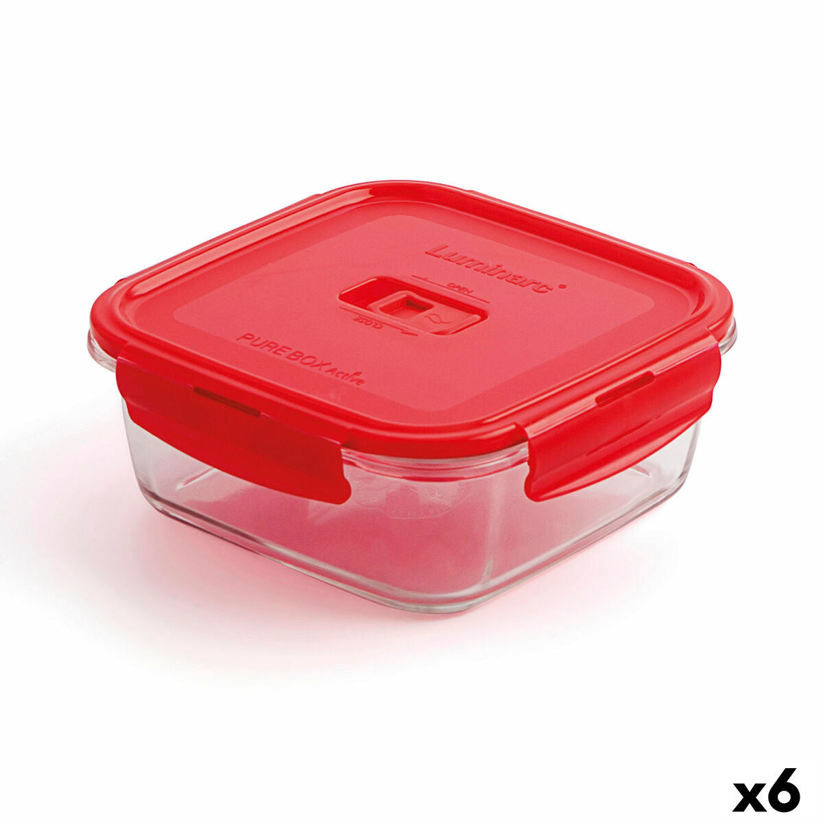 Hermetic Lunch Box Luminarc Pure Box Red 1,22 L lasi (6 yksikköä)