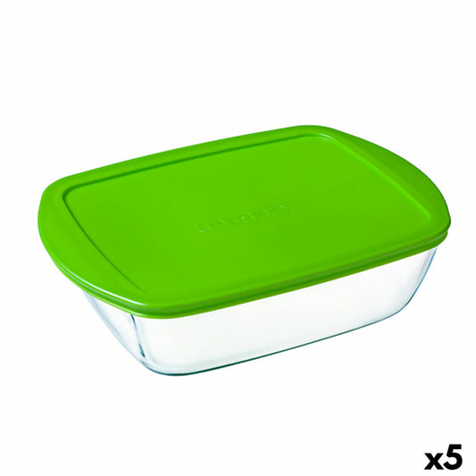 Suorakaiteen muotoinen lounaslaatikko kannella Pyrex Cook&amp;store Px Green 2,5 L 28 x 20 x 8 cm lasisilikoni (5 kpl)