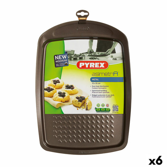 Uunimuotti Pyrex Asimetria suorakulmainen musta metalli 33 x 25 cm (6 yksikköä)