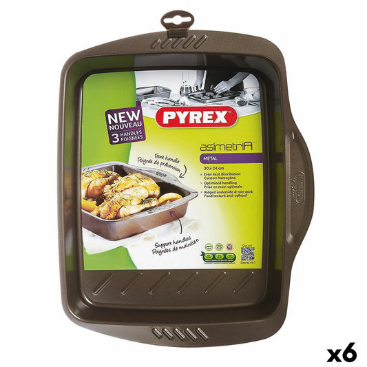 Uunilautanen Pyrex Asimetria suorakulmainen metalli 30 x 24 cm (6 yksikköä)