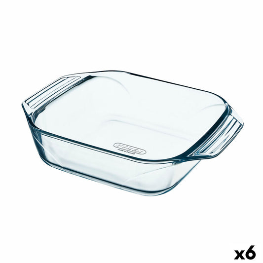 Tarjoilulautanen Pyrex vastustamaton neliöinen läpinäkyvä lasi 6 kpl 29,2 x 22,7 x 6,8 cm