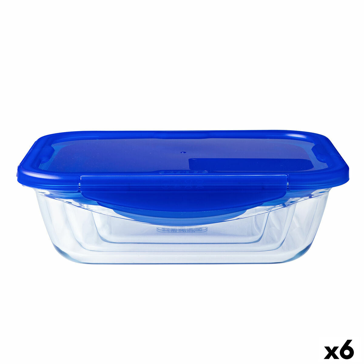 Hermeettinen lounasrasia Pyrex Cook &amp; Go 20,5 x 15,5 x 6 cm Sininen 800 ml lasi (6 kpl)